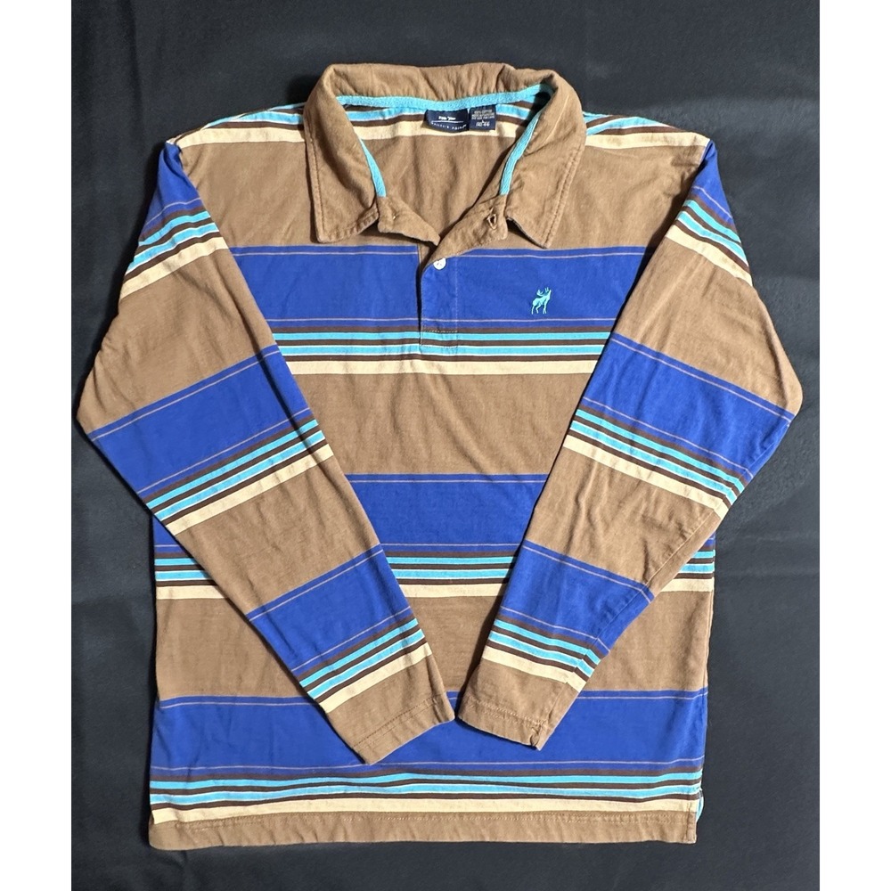 Vintage Striped Long Sleeve Rugby Polo Baileys Point Y2K Preppy Mens Lg.